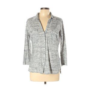 James Perse Grey Slub Heathered Button Down